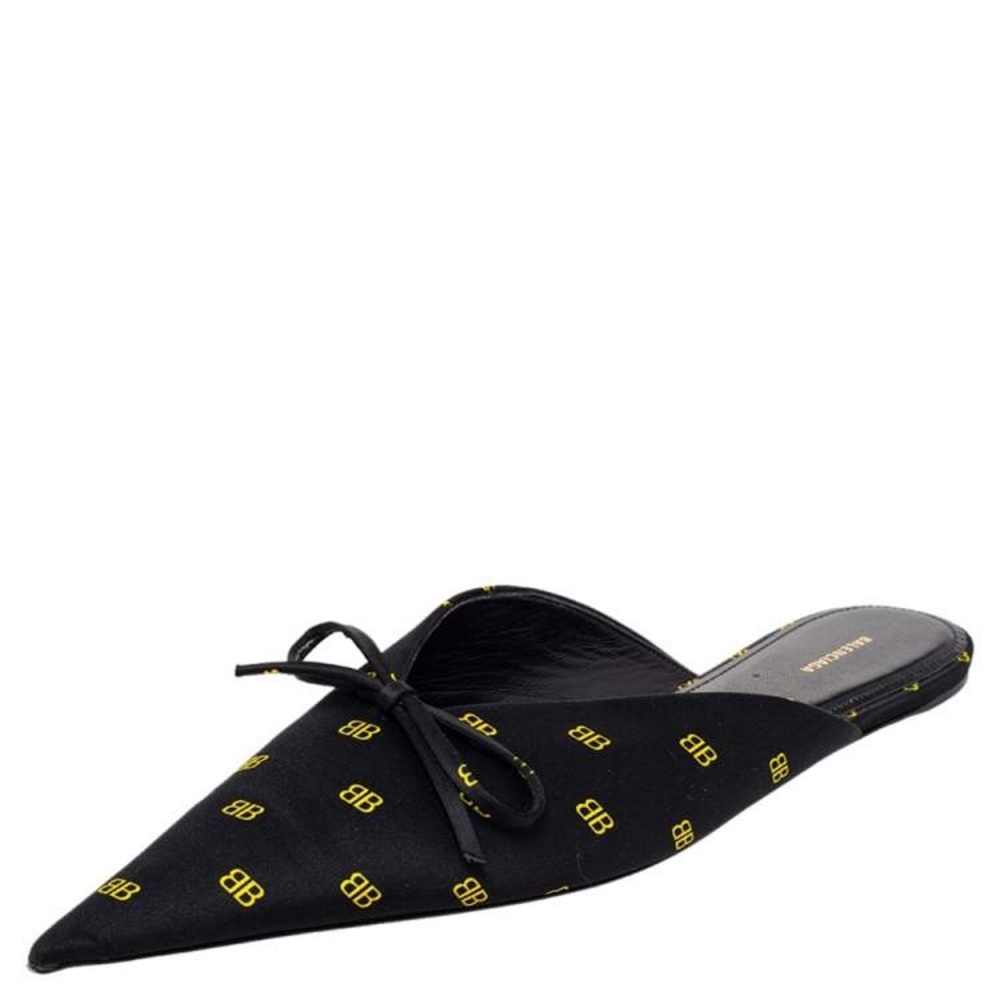 New balenciaga bb logo silk knife mule flat